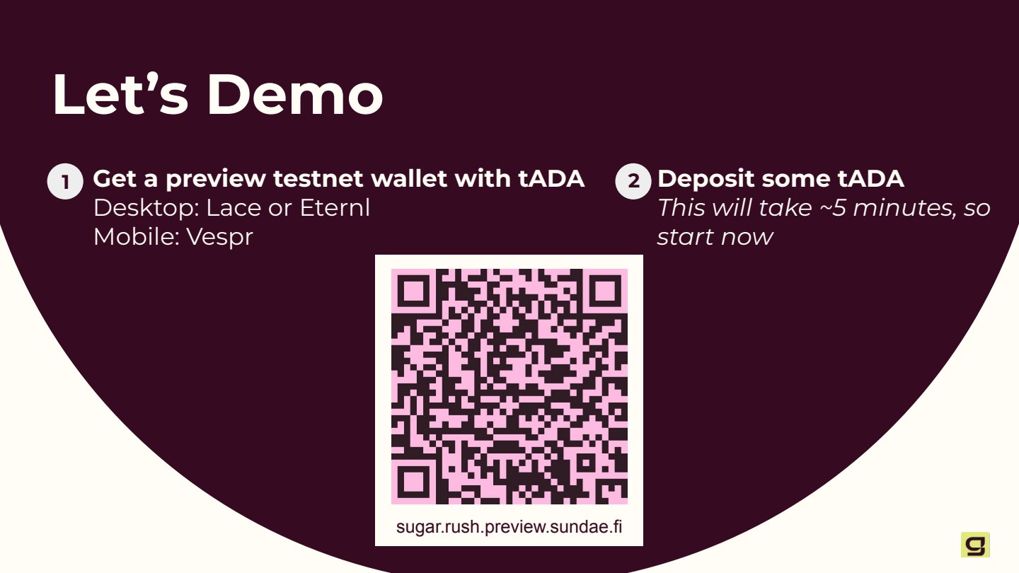 After: Let's Demo slide with two numbered steps and a centered QR code.