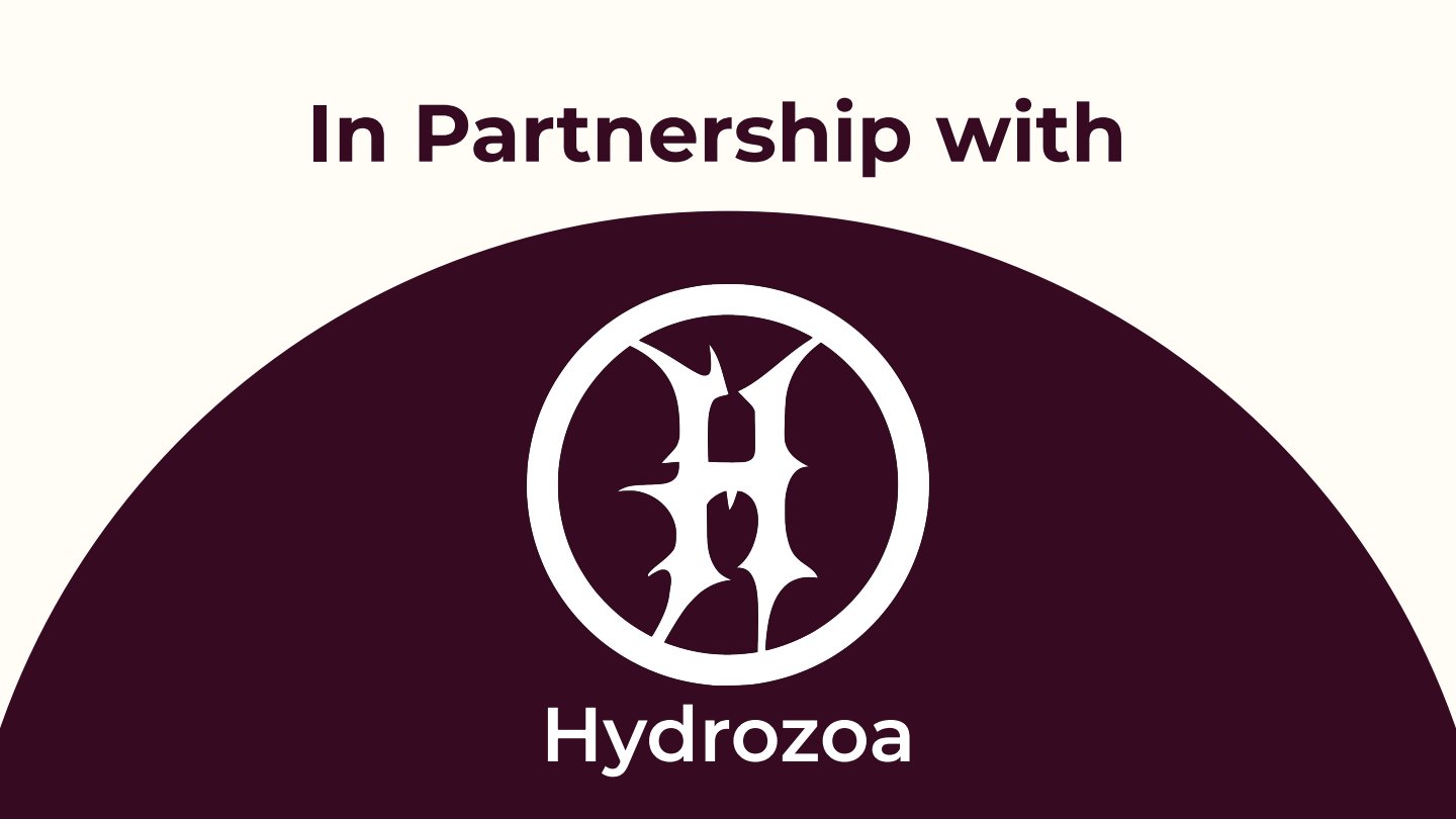 After: Partnership slide with the Hydrozoa logo anchored inside an inverted half-circle.