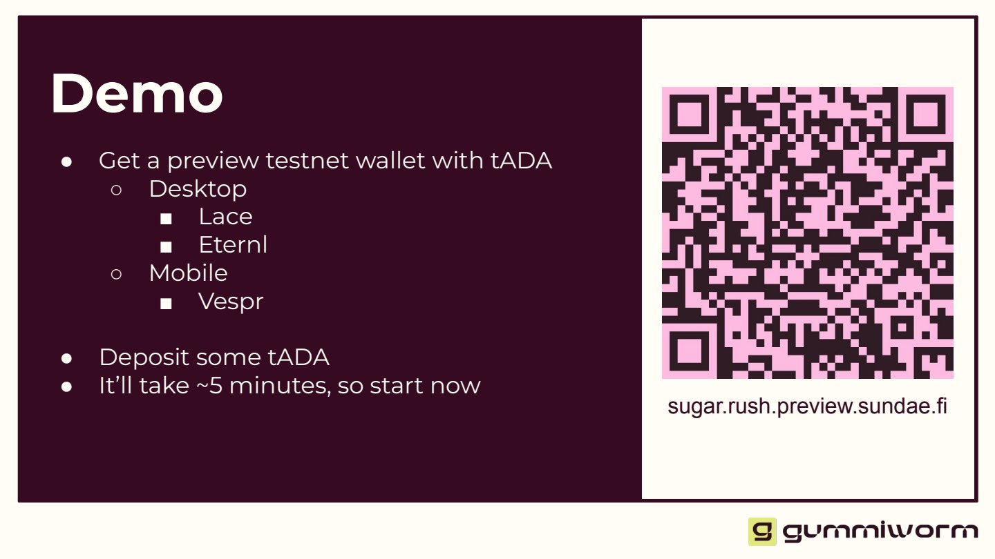 Before: Demo slide with nested bullet hierarchy and a QR code in the right column.